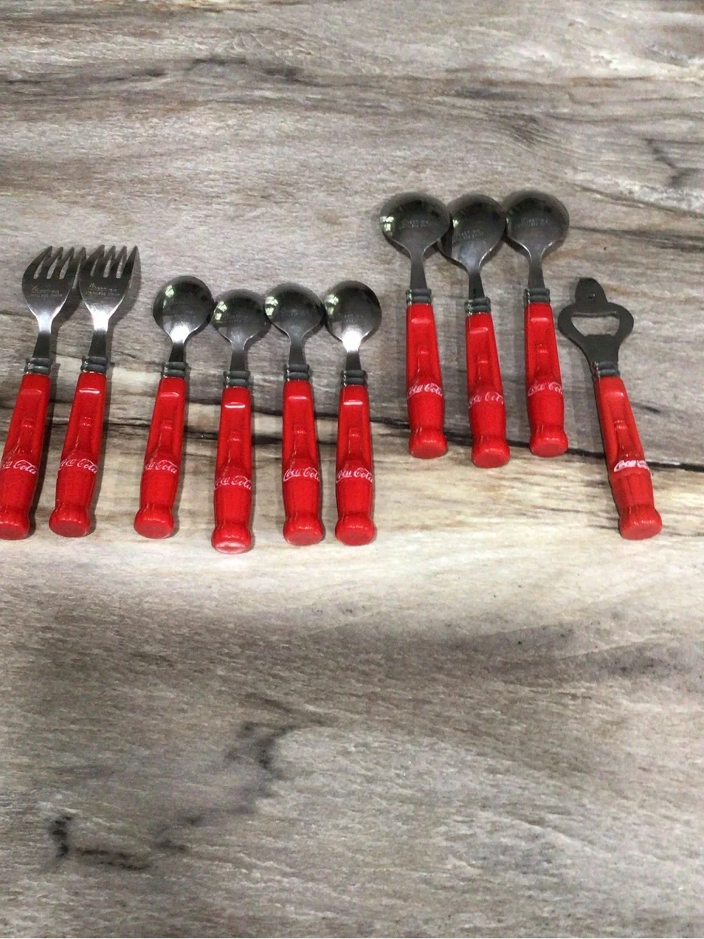 Vintage Gibson 10pc Coca-Cola Bottle Stainless Flatware Replacement Fork Spoon